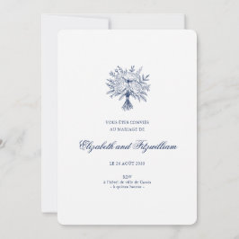 Convite Casamento de Buquê Bridal Escrito Minimalista Arre