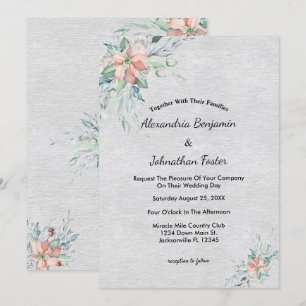 Convite Casamento de Buquê das Flores de Pêssego Elegant
