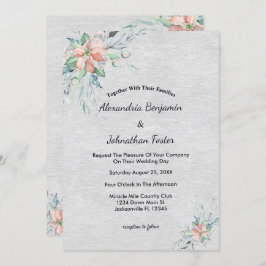 Convite Casamento de Buquê das Flores de Pêssego Elegante