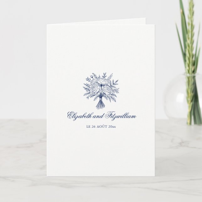 Convite Casamento de Buquê de Bridal Desenhado Minimalista (Frente)