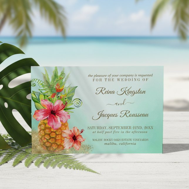 Convite Casamento de Buquê Floral de Pineapple (Criador carregado)