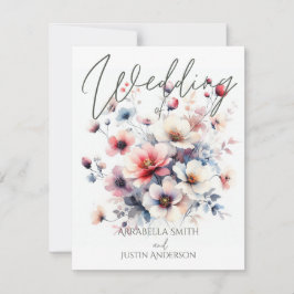 Convite Casamento de Buquê Floral de Watercolor de Casamen