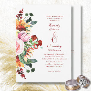 Convite Casamento de Buquê Floral Russo de Girassol-Cura