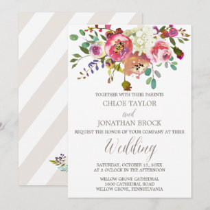 Convite Casamento de Buquê Floral Simples