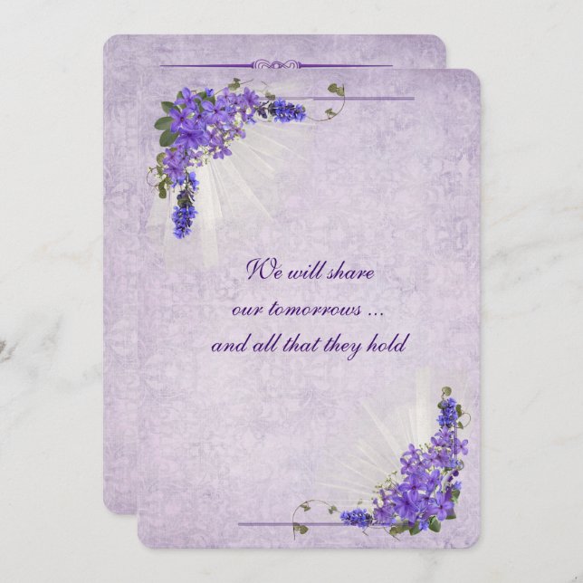 Convite Casamento de Buquê Lilac (Frente/Verso)