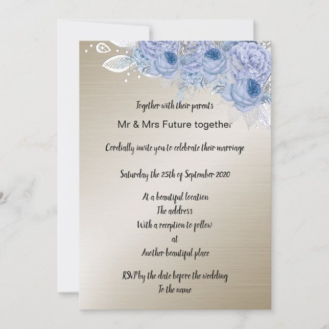 Convite Casamento de Buquê Lilac em Bronze com Plástico Me (Frente)