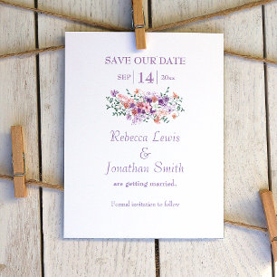 Convite Casamento de Buquê Lilac & Peach Salvar a Data
