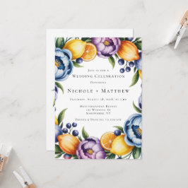Convite Casamento de Buquês de Citros do Mediterrâneo
