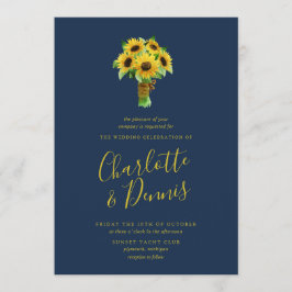 Convite Casamento de buquês e marinhos de girassol