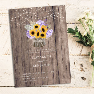Convite Casamento de Buquês Elegante Rustic Sunflower Hydr