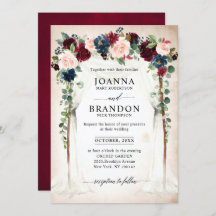 Casamento de Burgundy Blush Marinho Floral Arch Ca