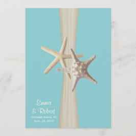 Convite Casamento de Burlap e Starfish Aqua Beach