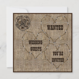 Convite Casamento de Burlap em Country Hessian