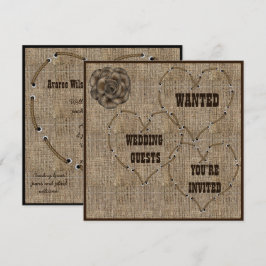 Convite Casamento de Burlap em Country Hessian