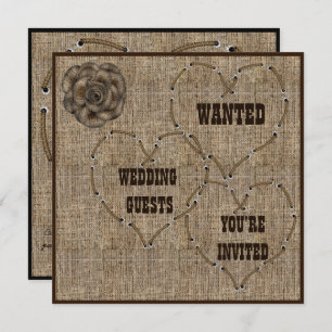 Convite Casamento de Burlap em Country Hessian