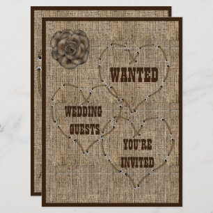 Convite Casamento de Burlap em Country Hessian