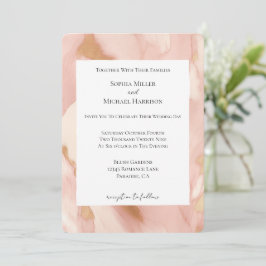 Convite Casamento de Cabeça de Falso Creme Cor-de-Rosa Esb