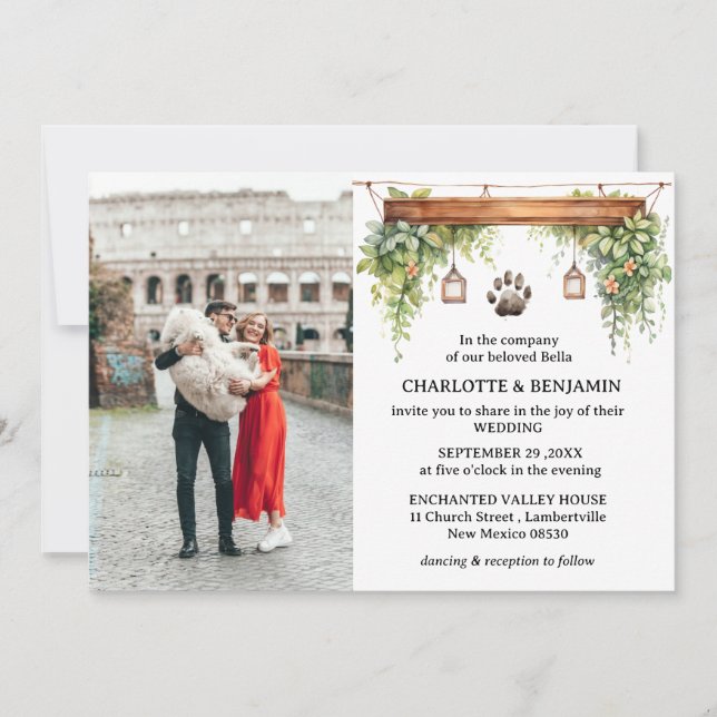 Convite Casamento de Cachorro com 2 Fotos Personalizadas (Frente)