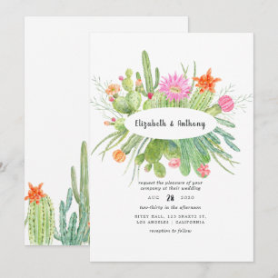 Convite Casamento de Cacto Aquarela