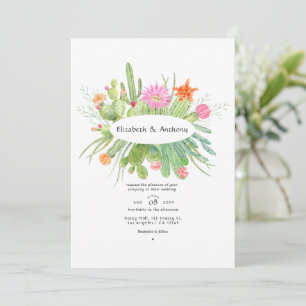 Convite Casamento de Cacto com Aquarela