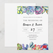Casamento de cacto suculento aquarela