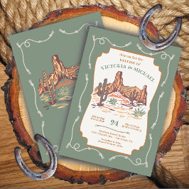 Convite Casamento de Cactus no Deserto do Canyon Ocidental