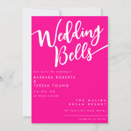 Convite Casamento de Caligrafia Bonita de Bells Rosa Quent