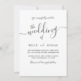 Convite Casamento de Caligrafia Branca e Negra Moderna Sim