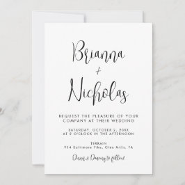 Convite Casamento de Caligrafia Branca e Preta do Código Q