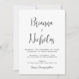 Convite Casamento de Caligrafia Branca e Preta do Código Q