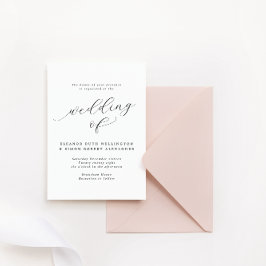 Convite Casamento de Caligrafia Branca e Preta Simplesment