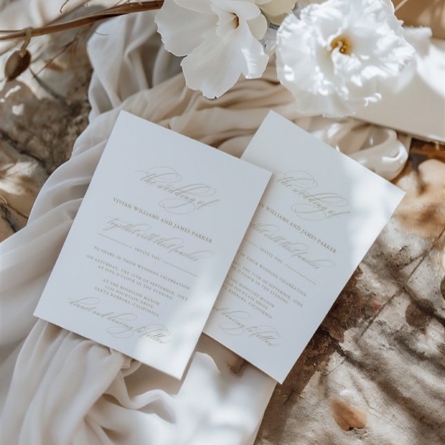 Convite Casamento de Caligrafia Clássica Simples Elegante (Simple Elegant Classic Calligraphy Wedding Invitation)