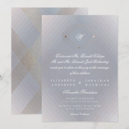 Convite Casamento de Caligrafia com Cinzas Douradas Clássi