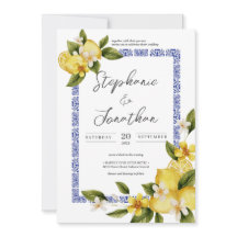 Casamento de Caligrafia com Lemon Blue Watercolor