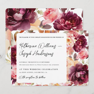Convite Casamento de Caligrafia com Script Floral de Jardi