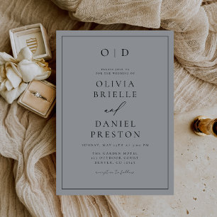 Convite Casamento de Caligrafia de Cinzas Modernas Minimal