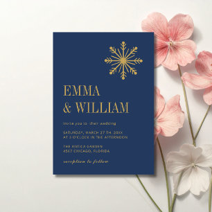 Convite Casamento de Caligrafia de Floco de Neve Minimalis