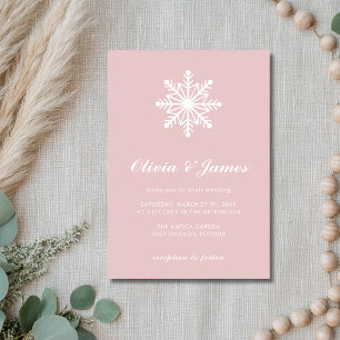 Convite Casamento de Caligrafia de Floco de Neve Mínimo em