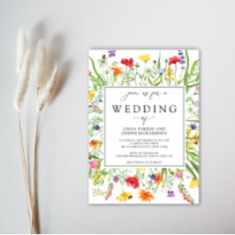 Convite Casamento de Caligrafia de Flor Selvagem Elegante