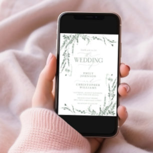 Convite Casamento de Caligrafia de Sage Green