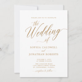 Convite Casamento de Caligrafia Dourada Atualizado em Todo