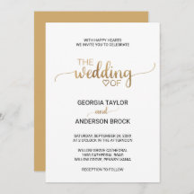 Casamento de Caligrafia Dourada Simples