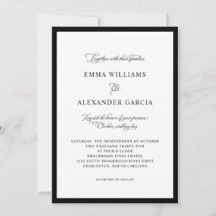 Convite Casamento De Caligrafia Elegante Tudo Em Um Preto