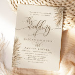 Convite Casamento de Caligrafia Exótica Terrestre Pampas G<br><div class="desc">Pampas Grass Terthy Calliografia Exótica Convite Para Casamento. Esta design de casamento moderna personalizada pode ser facilmente personalizada com os seus próprios detalhes de casamento.</div>