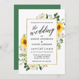 Convite Casamento de Caligrafia Floral Branca