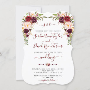 Convite Casamento de Caligrafia Floral por Blush Modern Bu