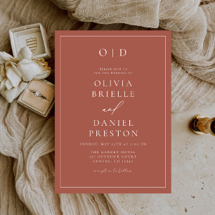 Convite Casamento de Caligrafia Moderna de Terracotta Mini