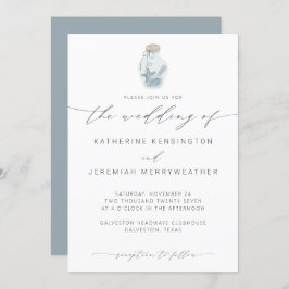 Convite Casamento de Caligrafia Moderna Elegant Beach Seas