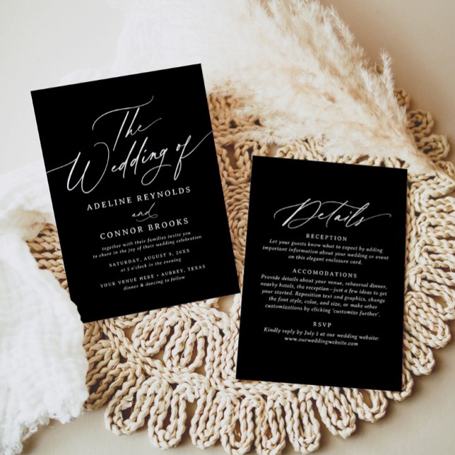 Convite Casamento de Caligrafia Moderna Elegante Tudo em U (Criador carregado)