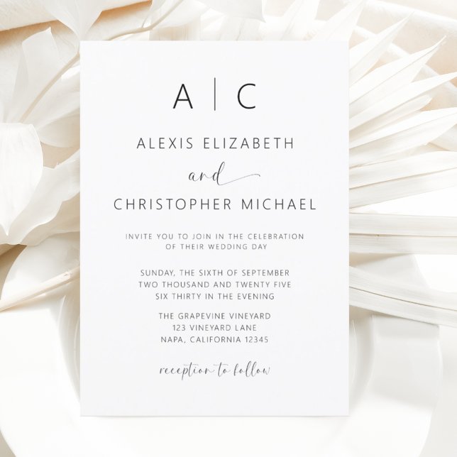 Convite Casamento de Caligrafia Moderna Minimalista (Criador carregado)